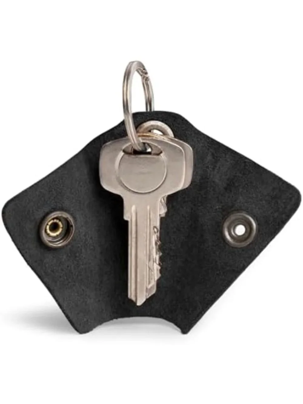 Full Grain Leather Keychain Organizer with Snap Closure & Silencer Sleeve for
